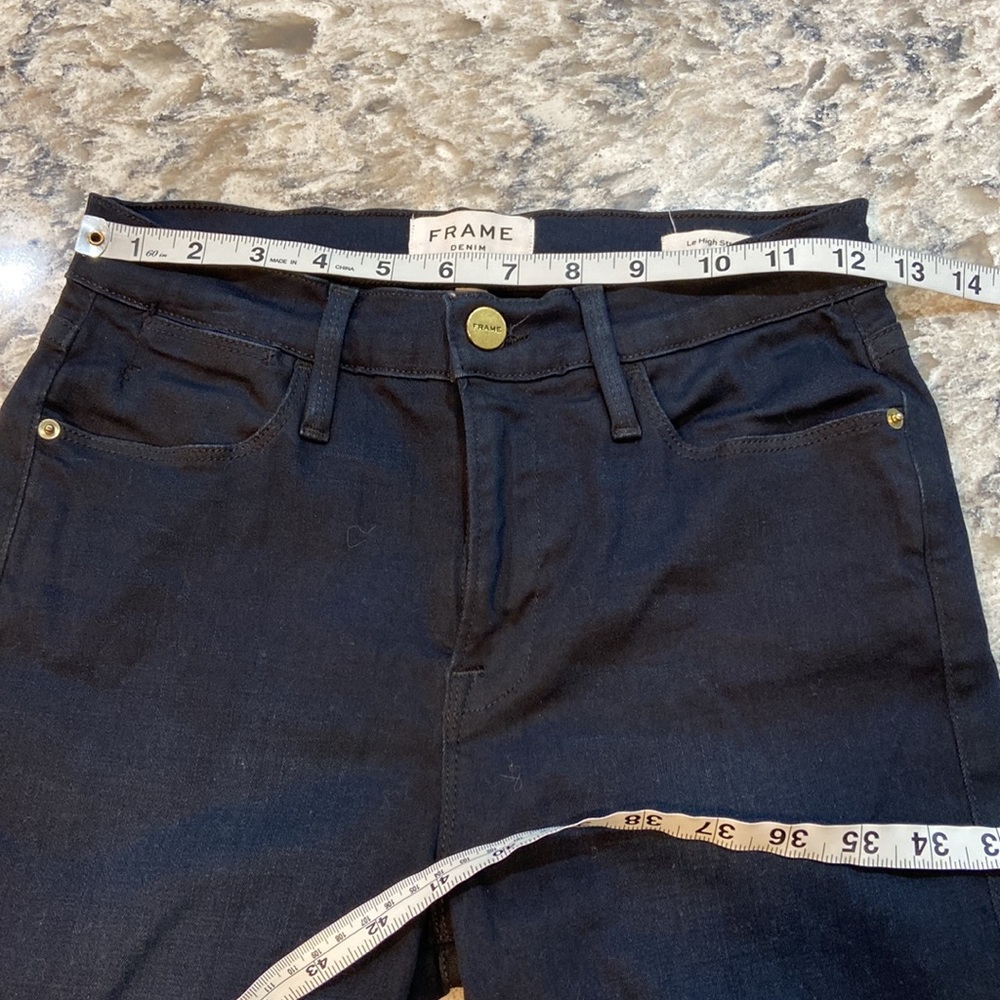 FRAME Le High Straight Crop Frayed Hem Jeans Dark Wash Size 26 - Picture 11 of 16